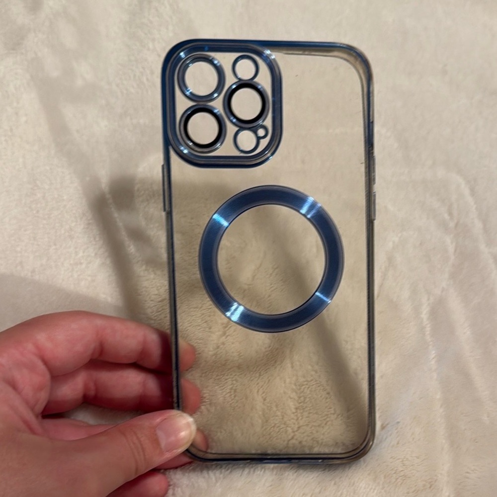 Clear Phone Case with Blue Accents
